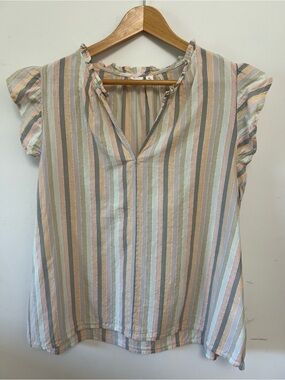 GAP Pastel Multi-Stripe Cap-Sleeve Blouse